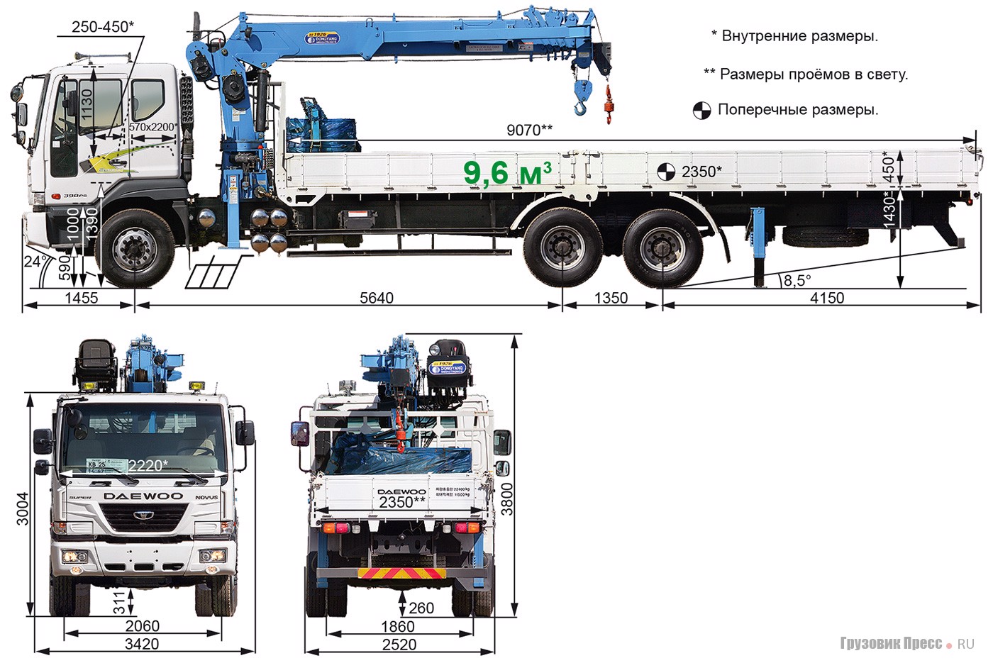 Daewoo Super Novus BL8AR 390 (6х4) с телескопическим КМУ