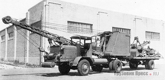 Экскаватор-кран Quick-Way Model E на шасси Coleman G-55A c прицепом Timpte QW-T8. 1941–1943 гг.