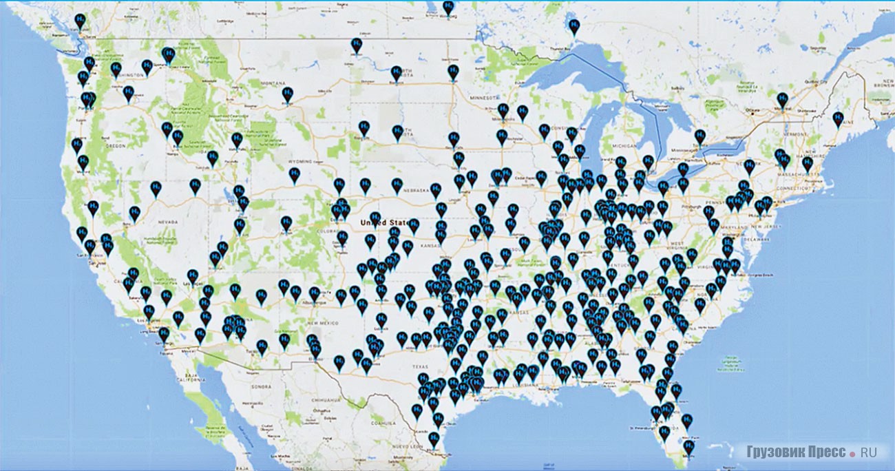 Так должен выглядеть ареал заправочных станций Nikola к 2020 году