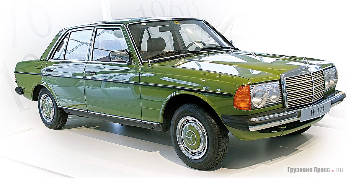 [b]1982. Mercedes-Benz 240 D (W123).[/b] В 1976 году этот седан преодолел отметку в 2,3 млн. выпущенных легковых машин. Он получил травмобезопасное рулевое колесо и защищенный от повреждений топливный бак. В 1980-м на нем установили ABS, а спустя два года – Airbag. Четырехцилиндровый двигатель объемом 2399 cм[sup]3[/sup] развивал 72 л.с. при 4400 мин[sup]-1[/sup] и разгонял авто до 143 км/ч. Годы выпуска на заводе в Зиндельфингене – 1975–1985. Всего произведено 448 968 экз.